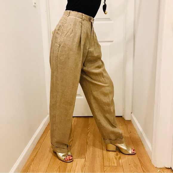 Vintage 1980’s Gap beige and tan houndstooth motif pants. Size S. Good used cond - Picture 3 of 11